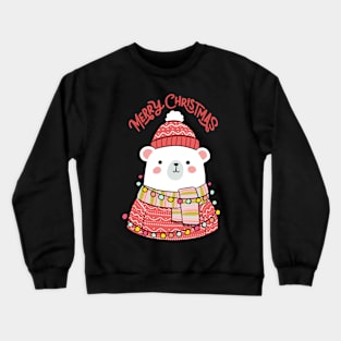 Merry Christmas cute polar bear illustration Crewneck Sweatshirt